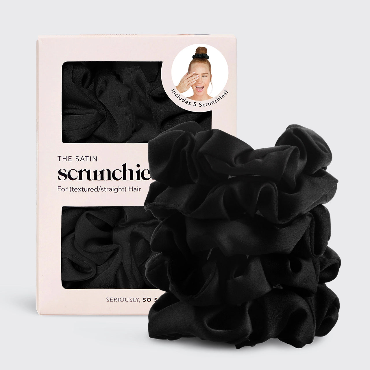 Kitsch Satin Sleep Scrunchies 5pc - Black
