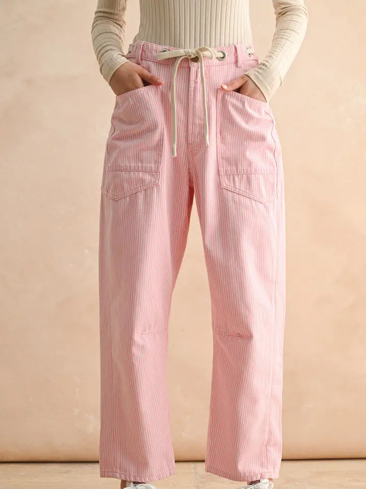 Bubblegum Stripes Barrel Jeans