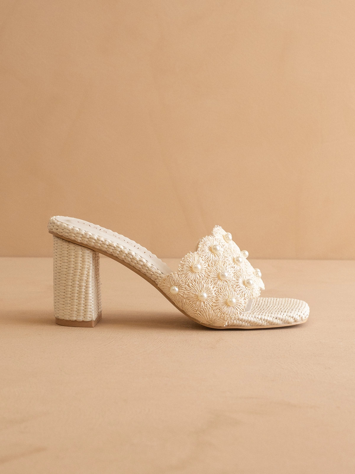 The Holland | Ivory Pearl Raffia Block Heel