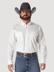 Men's Wrangler White Western Button Up Shirt