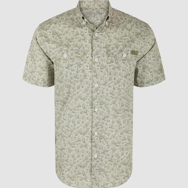 Drake Men's Cotton Marsh Print Short Sleeve Shirt