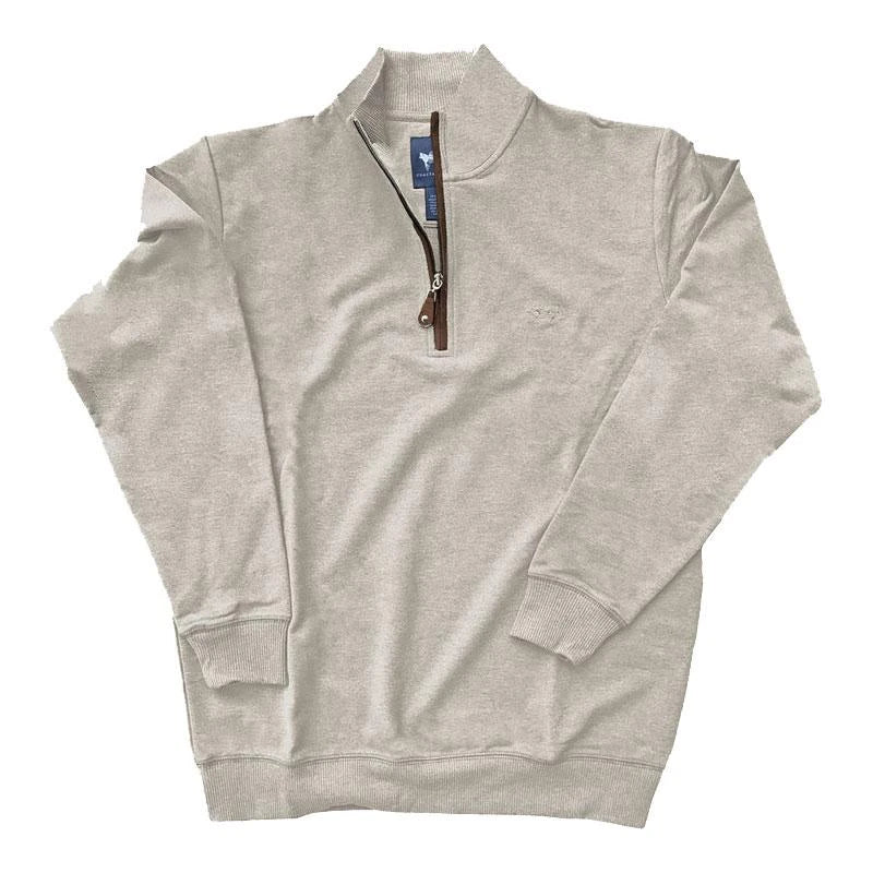 Coastal Cotton | Men's French Terry Quarter-Zip Pullover in Beige