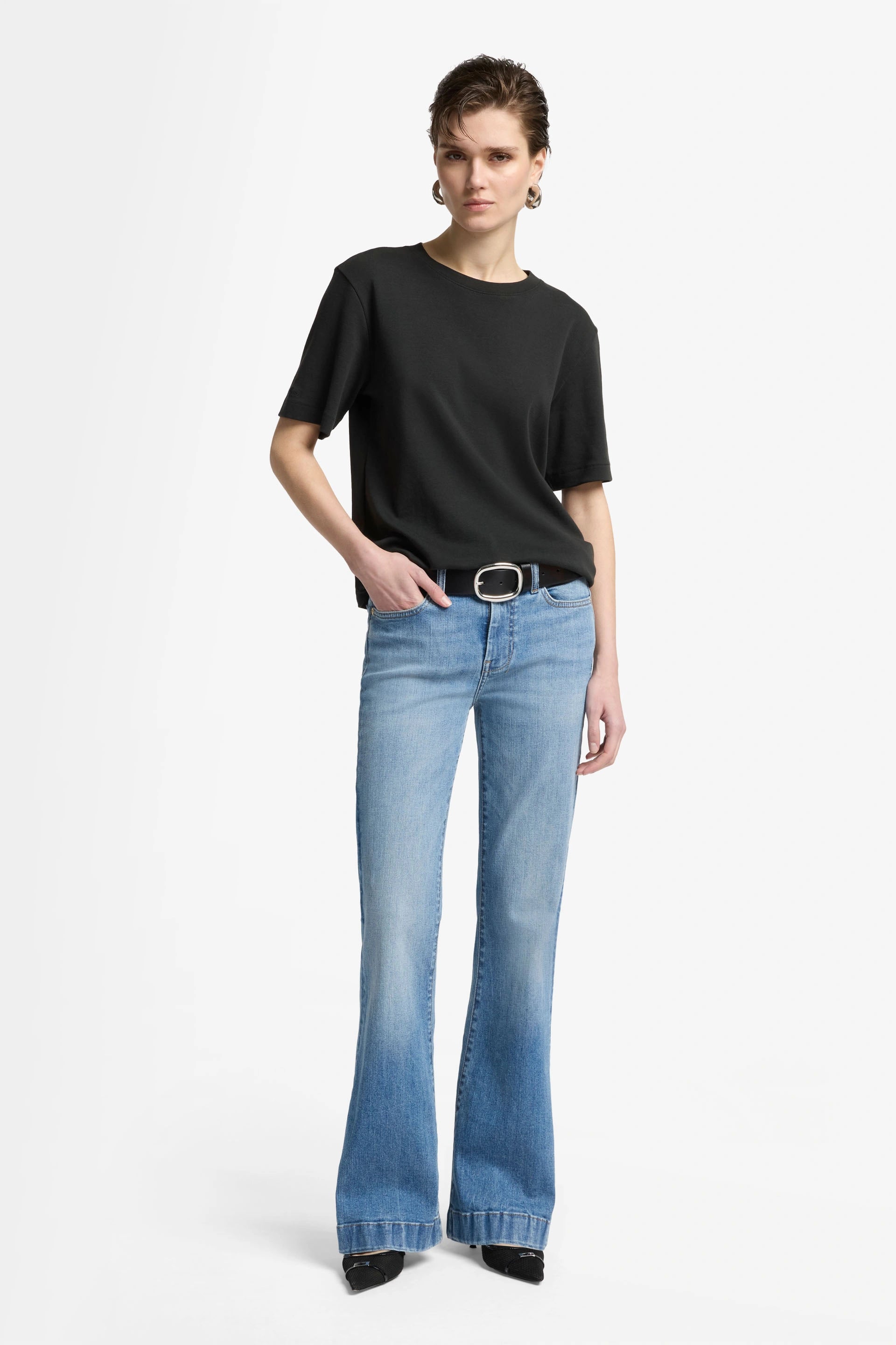 7 For All Mankind DOJO TAILORLESS SLIM ILLUSION PINE Mid Waist Flared Jeans