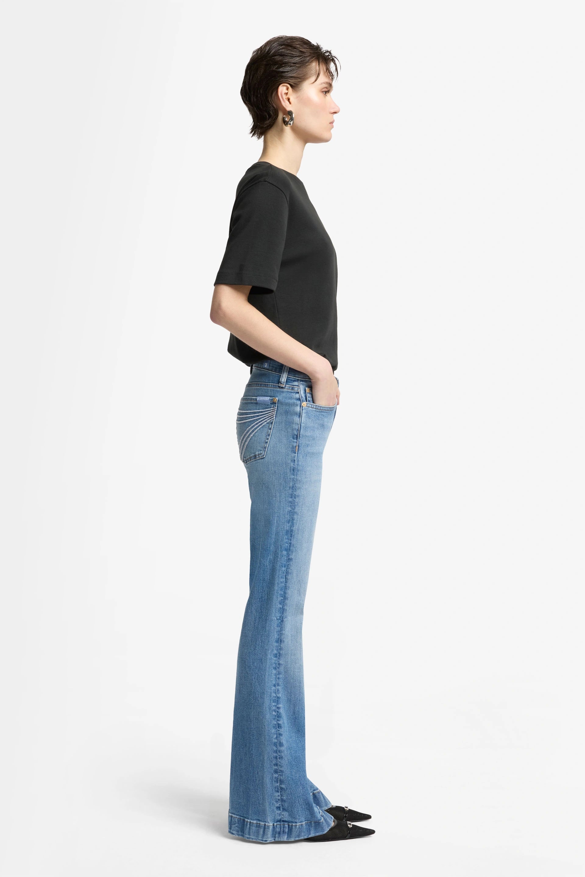 7 For All Mankind DOJO TAILORLESS SLIM ILLUSION PINE Mid Waist Flared Jeans