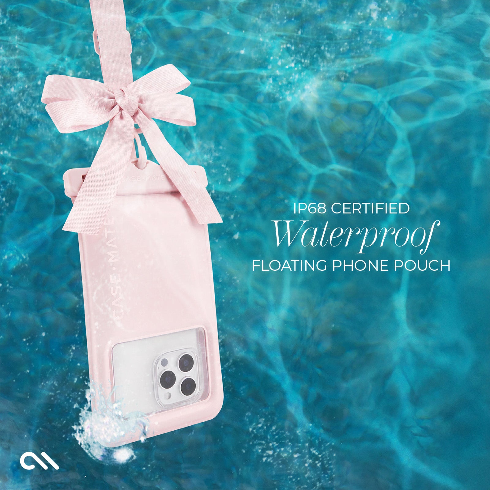 Waterproof Floating Bow Phone Pouch - Ballet Pink