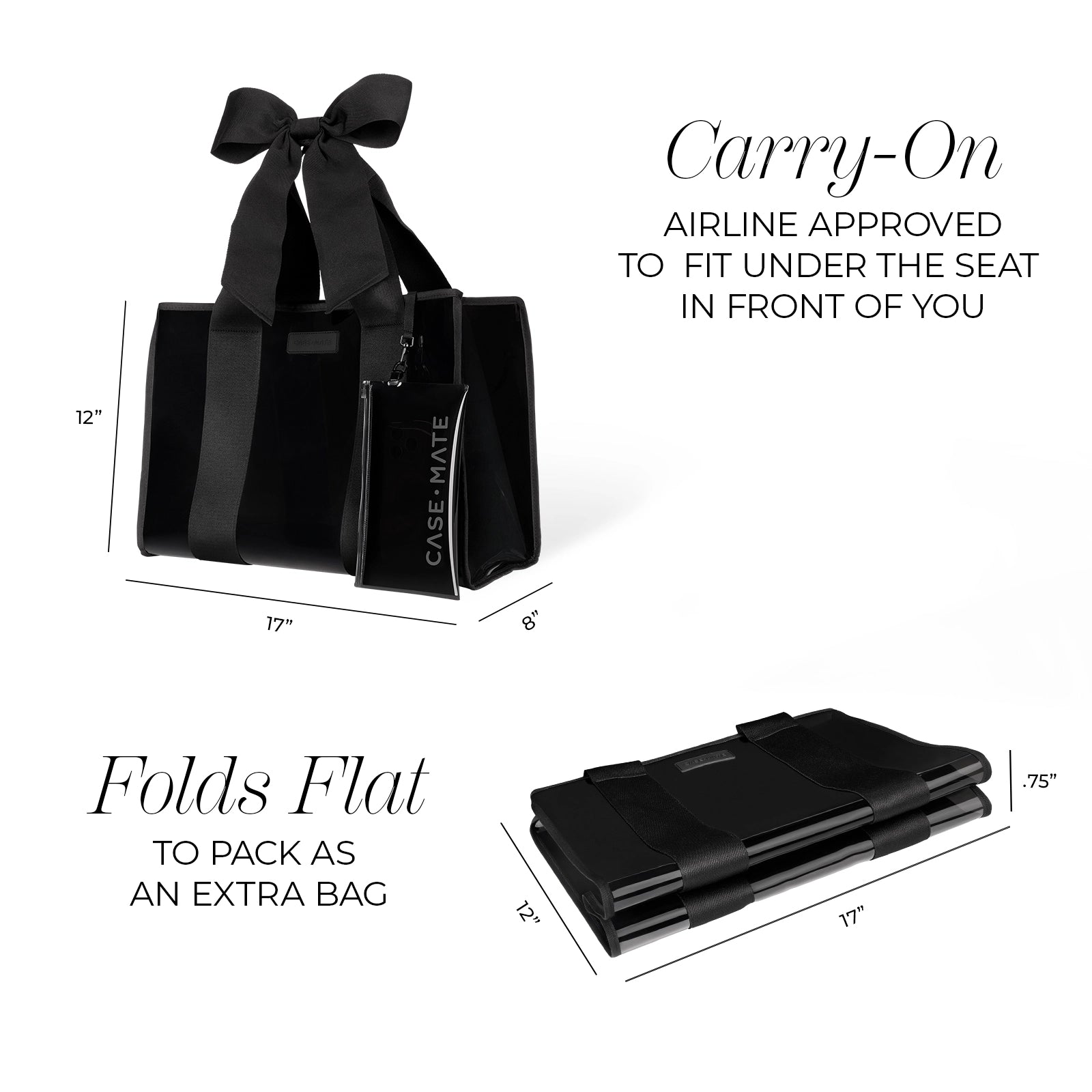 Case-Mate Bow Jelly Tote Bag - Midnight Black