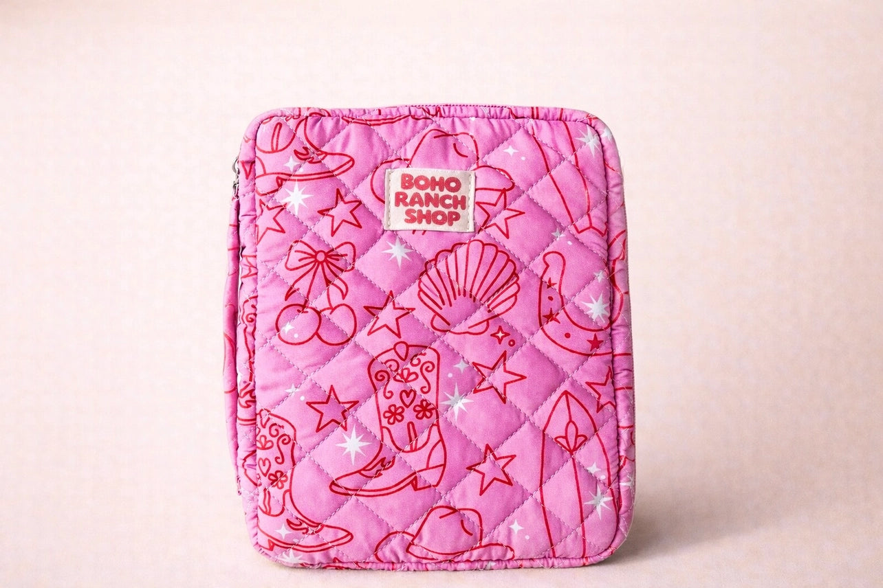 Quilted Bible Cover/Bible Case | Pink Western