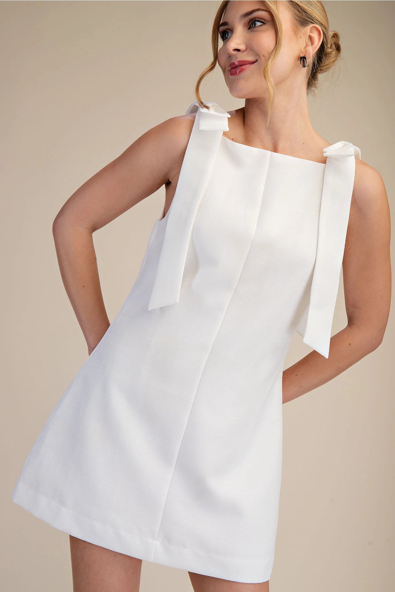 Tie It Pretty Mini Dress in White