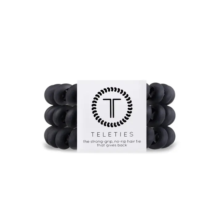 Teleties Spiral Hair Coils | Large | Matte Black Hair Ties