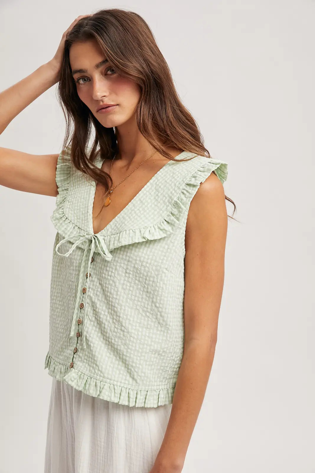 Happy Check Top in Mint