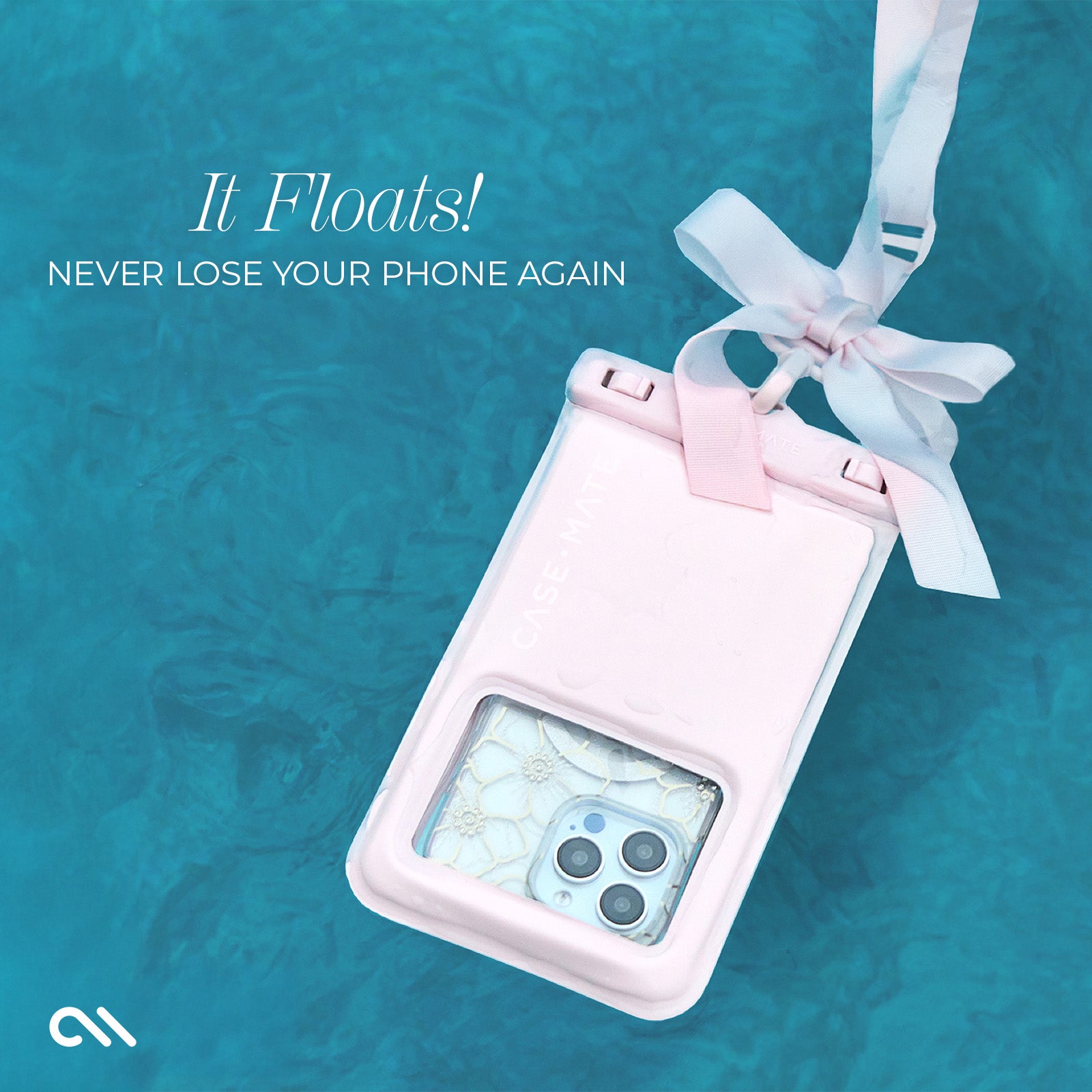 Waterproof Floating Bow Phone Pouch - Ballet Pink