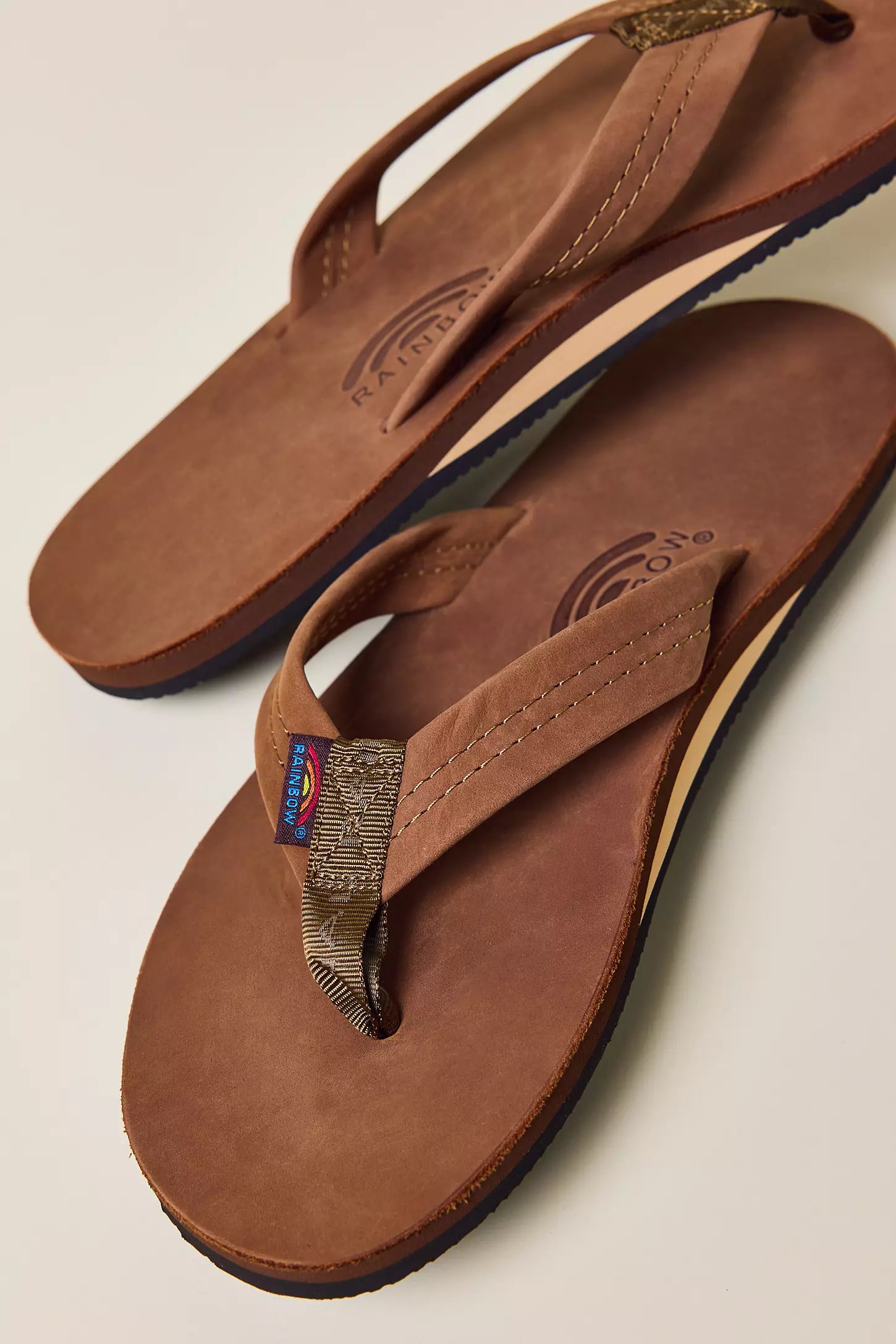 Rainbow Sandals | Men's Single Layer Premier Leather Sandals in Redwood