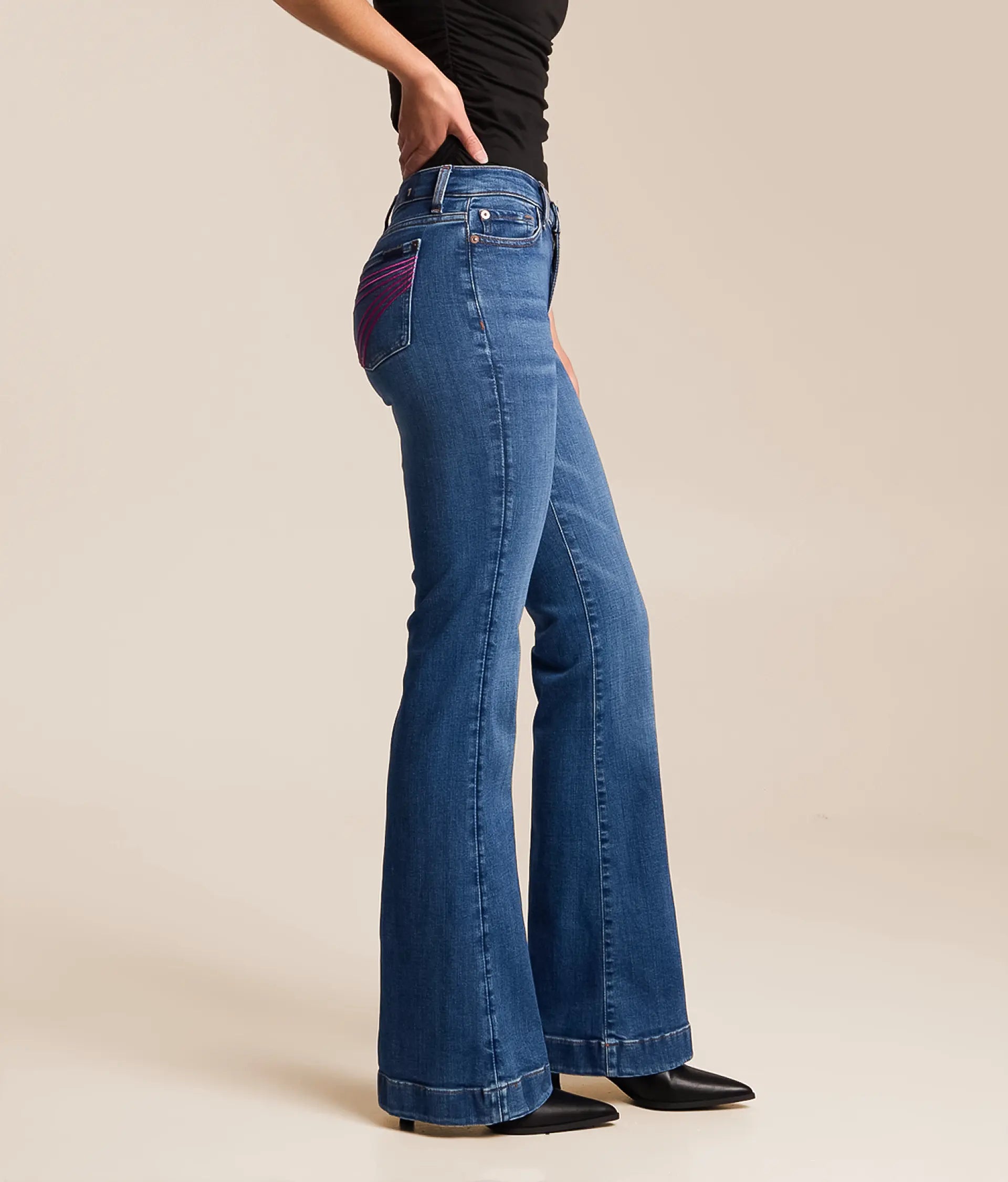 7 For All Mankind DOJO Slim Illusion Trouser Stretch Jeans | Moonwater Pink | 34"