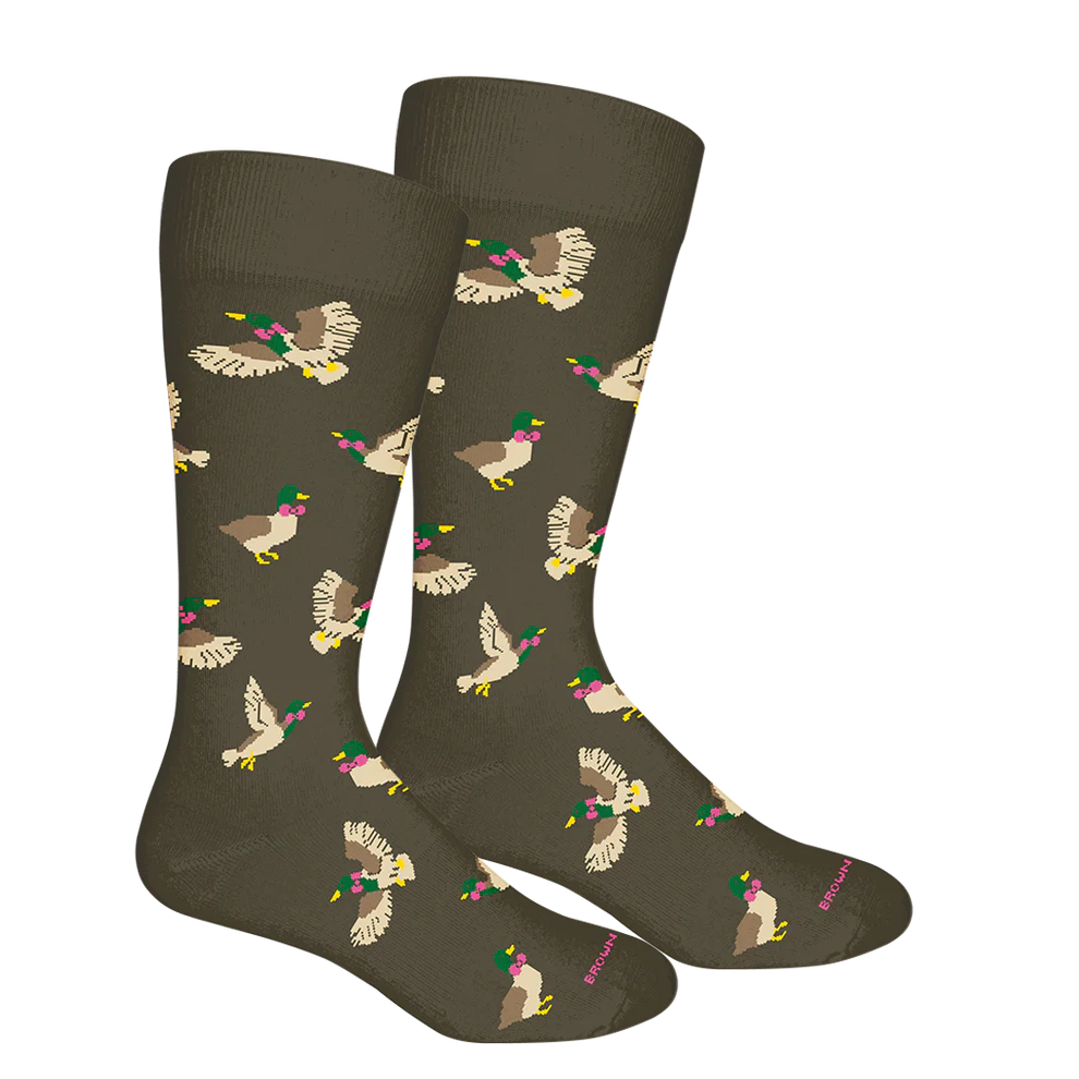 Men's Brown Dog Preppy Duck Socks