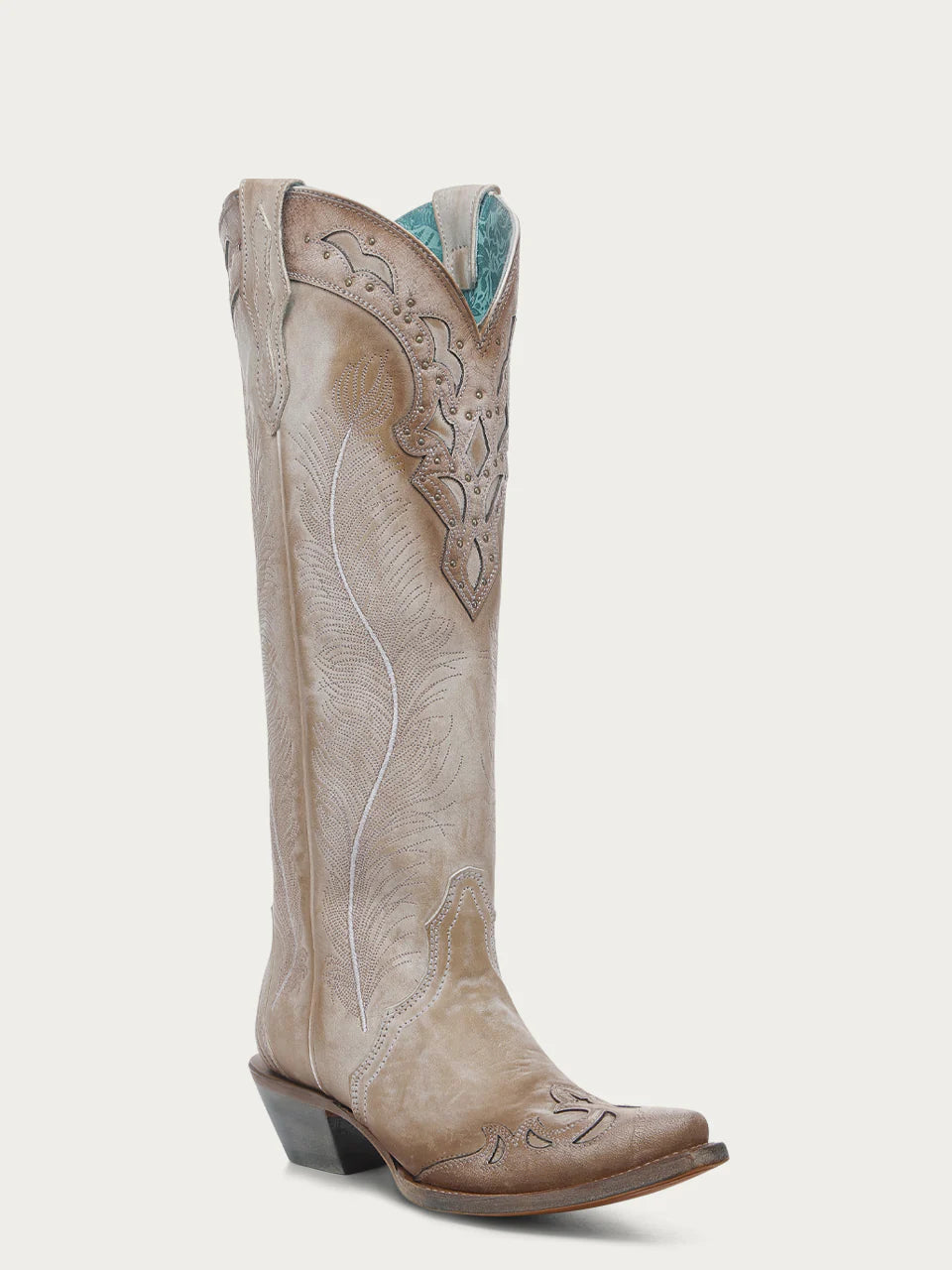 Women's Corral Feathered Embroidery Crackled Western Boot