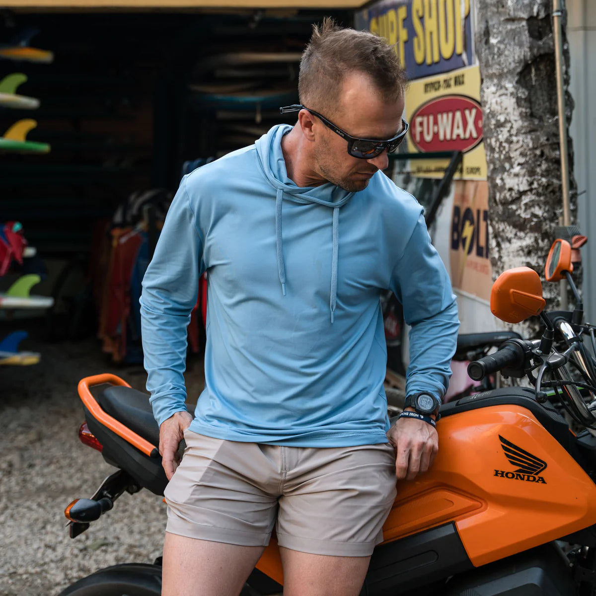 Men's Burlebo Performance Hoodie - Steel Blue