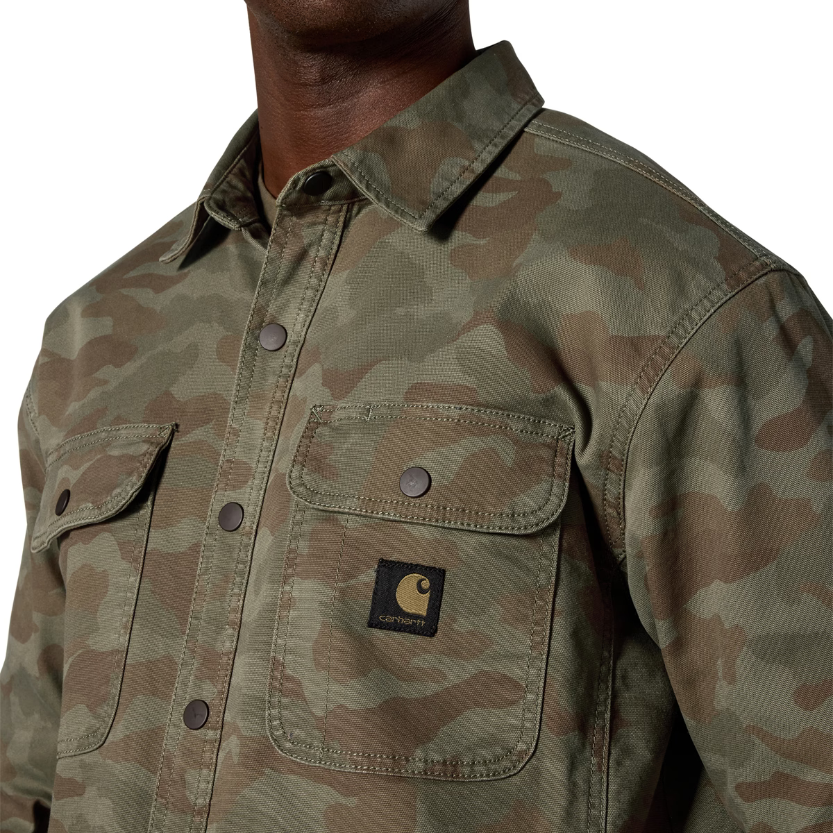 Carhartt | Rugged Flex Relaxed Fit Canvas Fleece Shirt Jacket in Army Green Camo