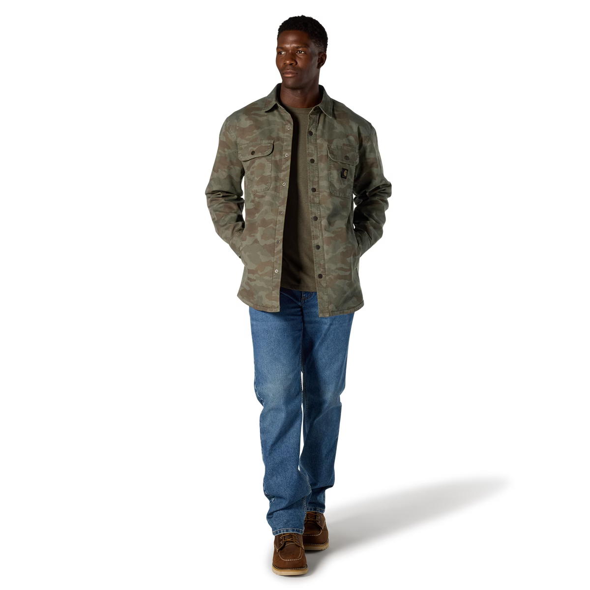 Carhartt | Rugged Flex Relaxed Fit Canvas Fleece Shirt Jacket in Army Green Camo