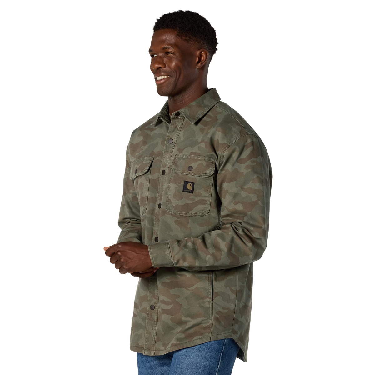 Carhartt | Rugged Flex Relaxed Fit Canvas Fleece Shirt Jacket in Army Green Camo