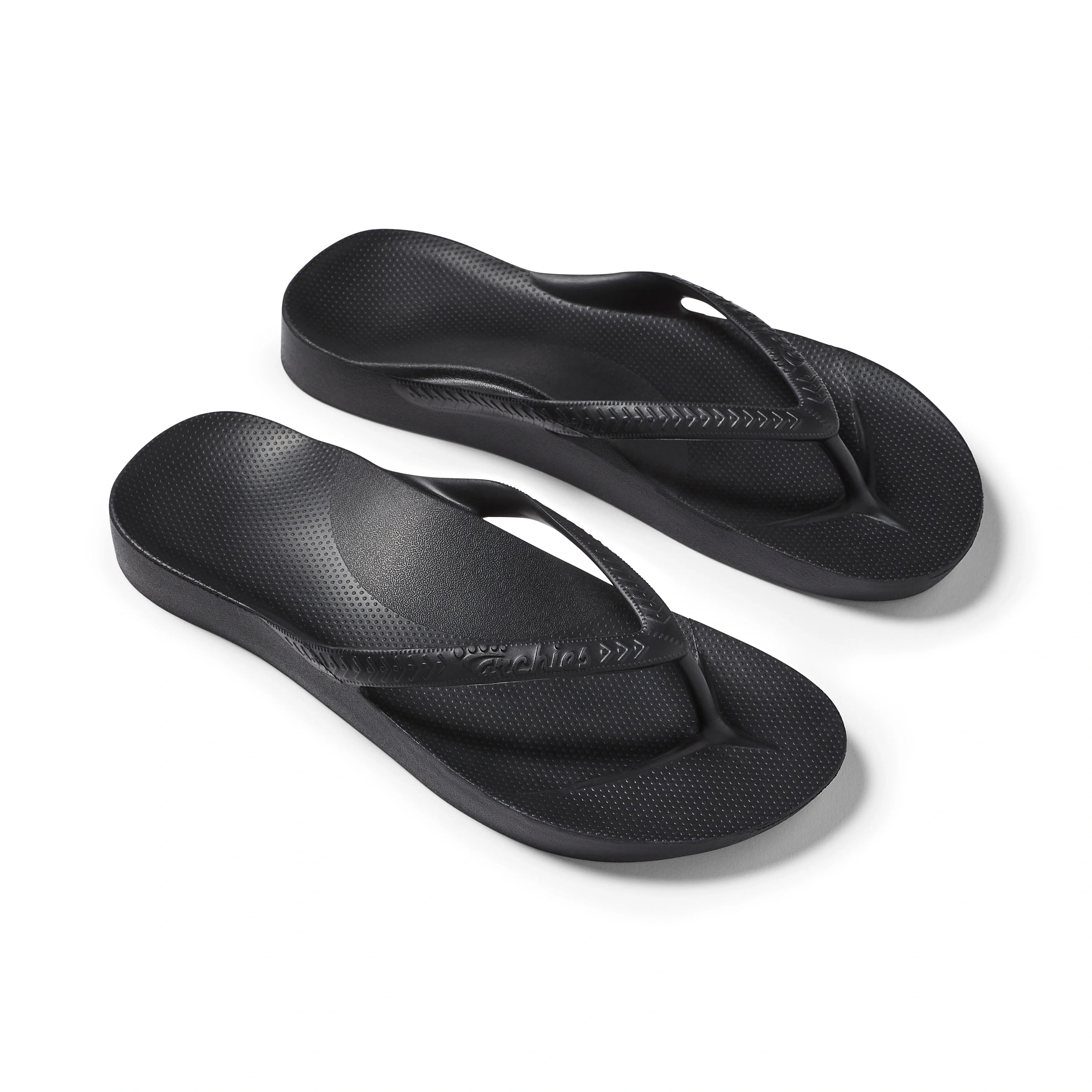 Archies Unisex Arch Support Flip Flops - Black
