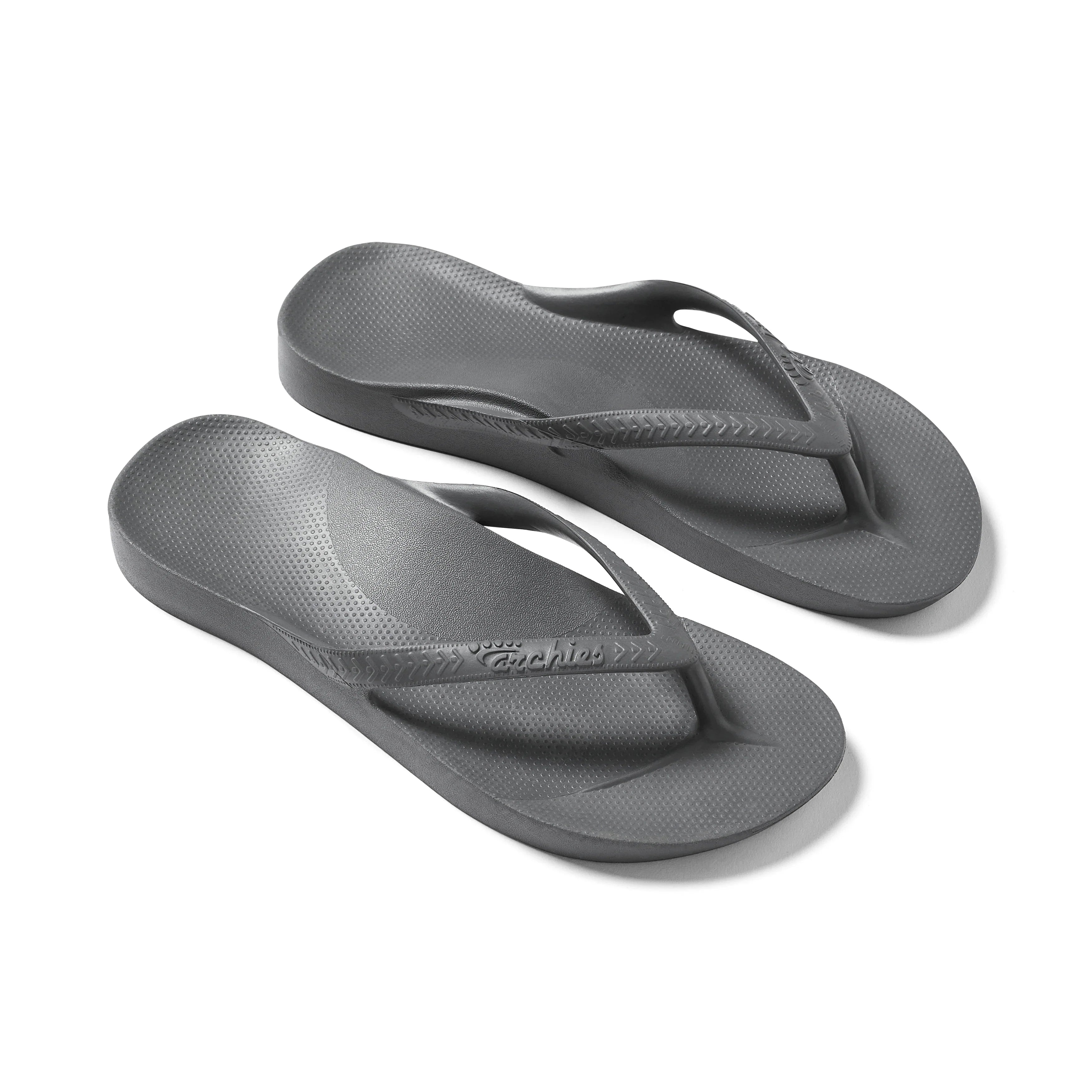Archies Unisex Arch Support Flip Flops - Charcoal