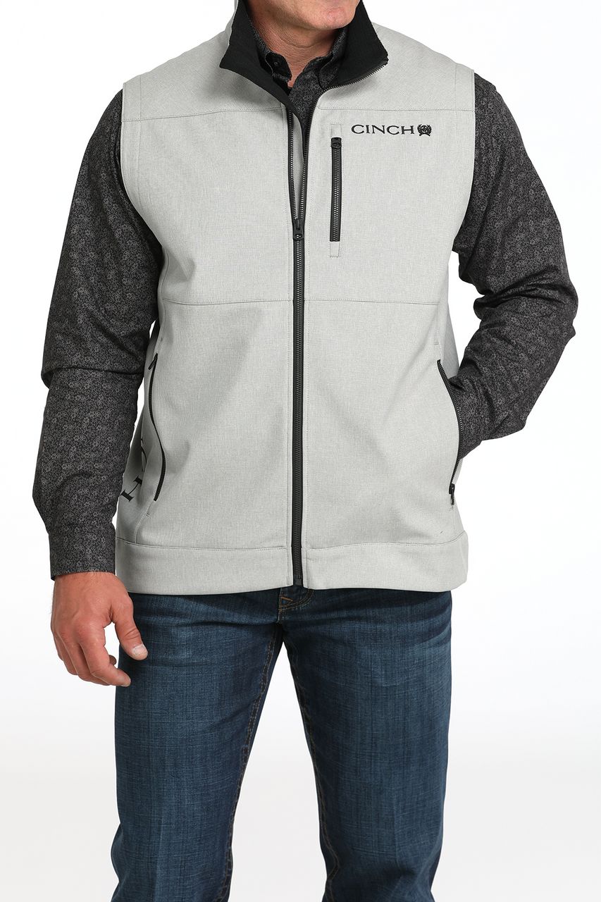 Men's Cinch Bonded Solid Grey Softshell Vest