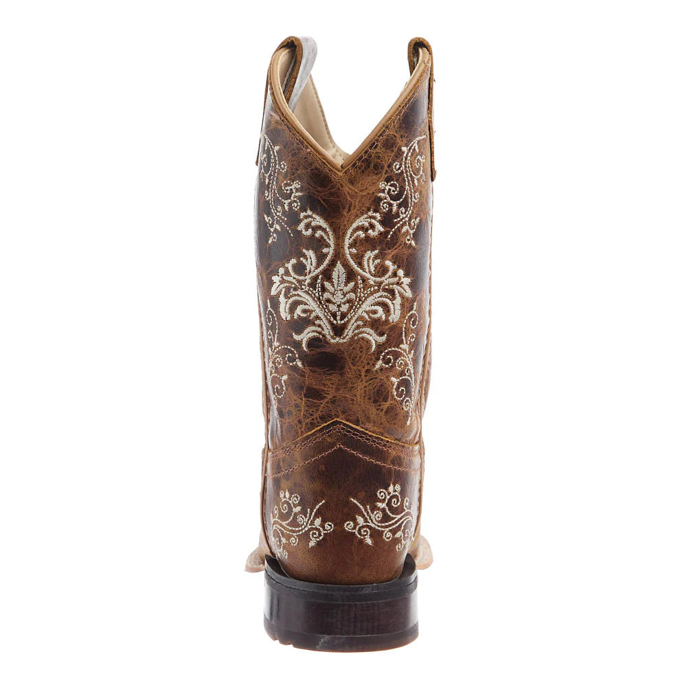 Old West Youth Square Toe Western Embroidery Boots