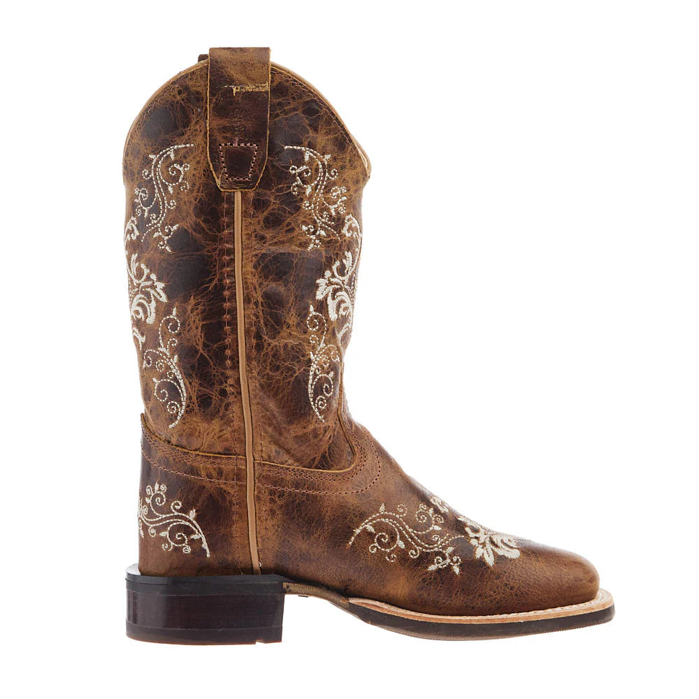 Old West Youth Square Toe Western Embroidery Boots