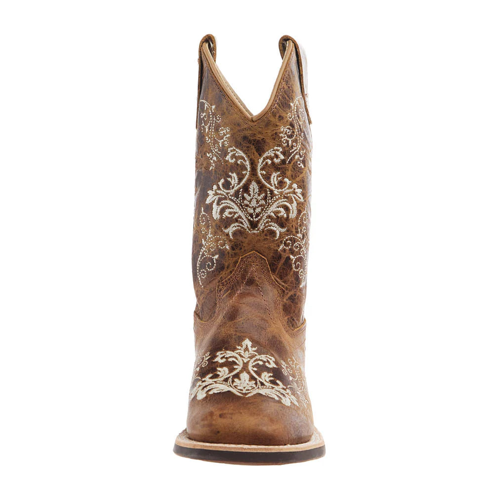 Old West Youth Square Toe Western Embroidery Boots