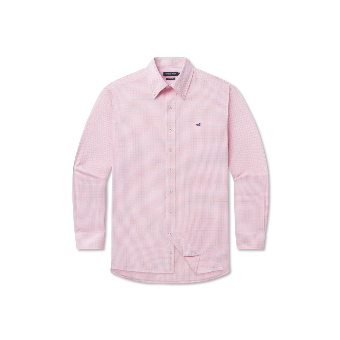 Southern Marsh Dyer Performance Gingham Dress Shirt in Camelia & Wharf Purple