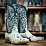 Tanner Mark Men's Black & White Hair On Cowhide Boots