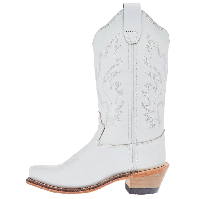 Girl's Old West All Over White Almond Toe Cowboy Boot
