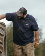 CARHARTT LOOSE FIT HEAVYWEIGHT SHORT-SLEEVE POCKET T-SHIRT IN NAVY