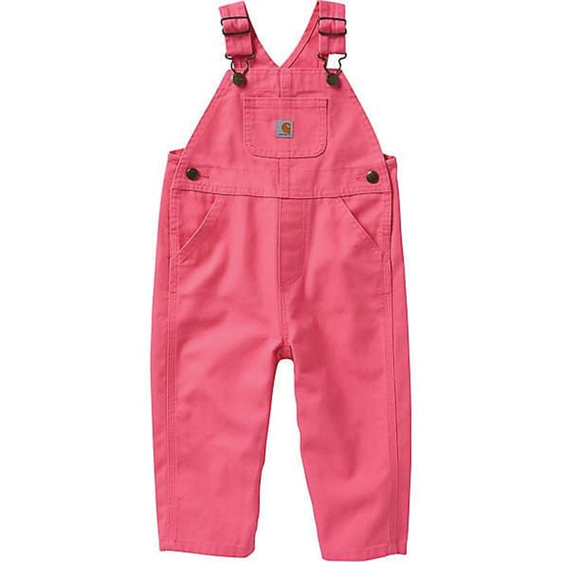 Carhartt Infant & Toddler Loose Fit Canvas Bib Overalls in Pink