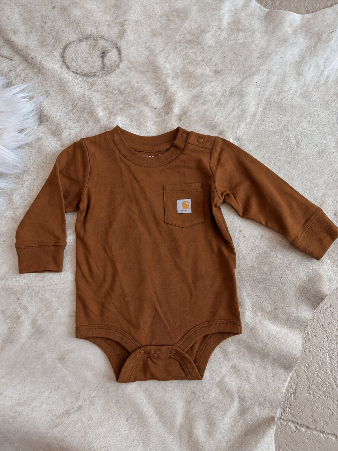Carhartt Infant Long Sleeve Bodysuit in Brown