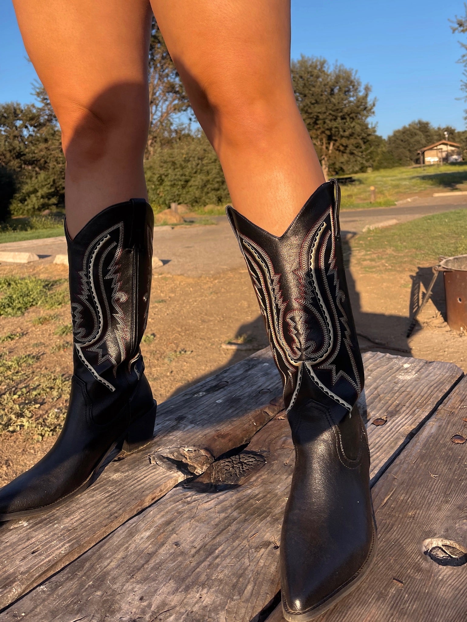 The Rebellious Black Cowboy Boots