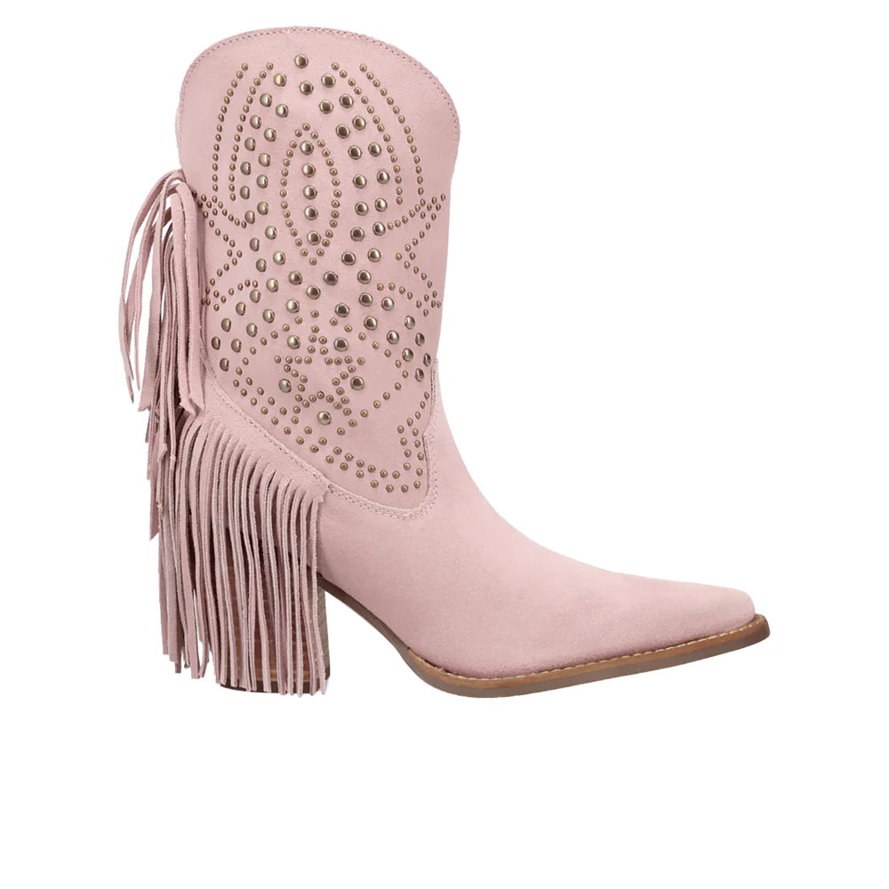Dingo Star Power Suede Leather Booties in Pink