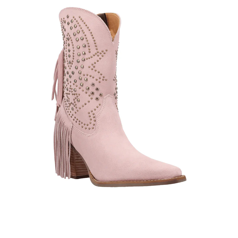 Dingo Star Power Suede Leather Booties in Pink