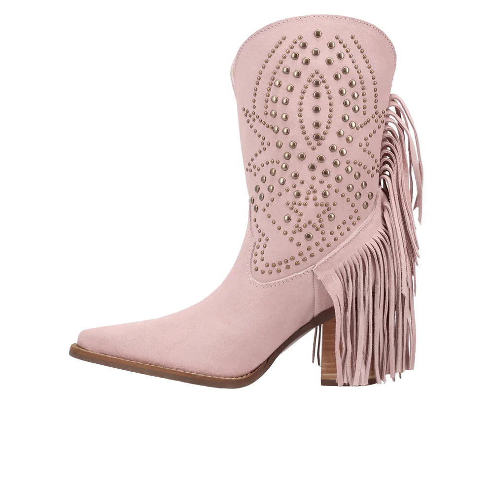 Dingo Star Power Suede Leather Booties in Pink