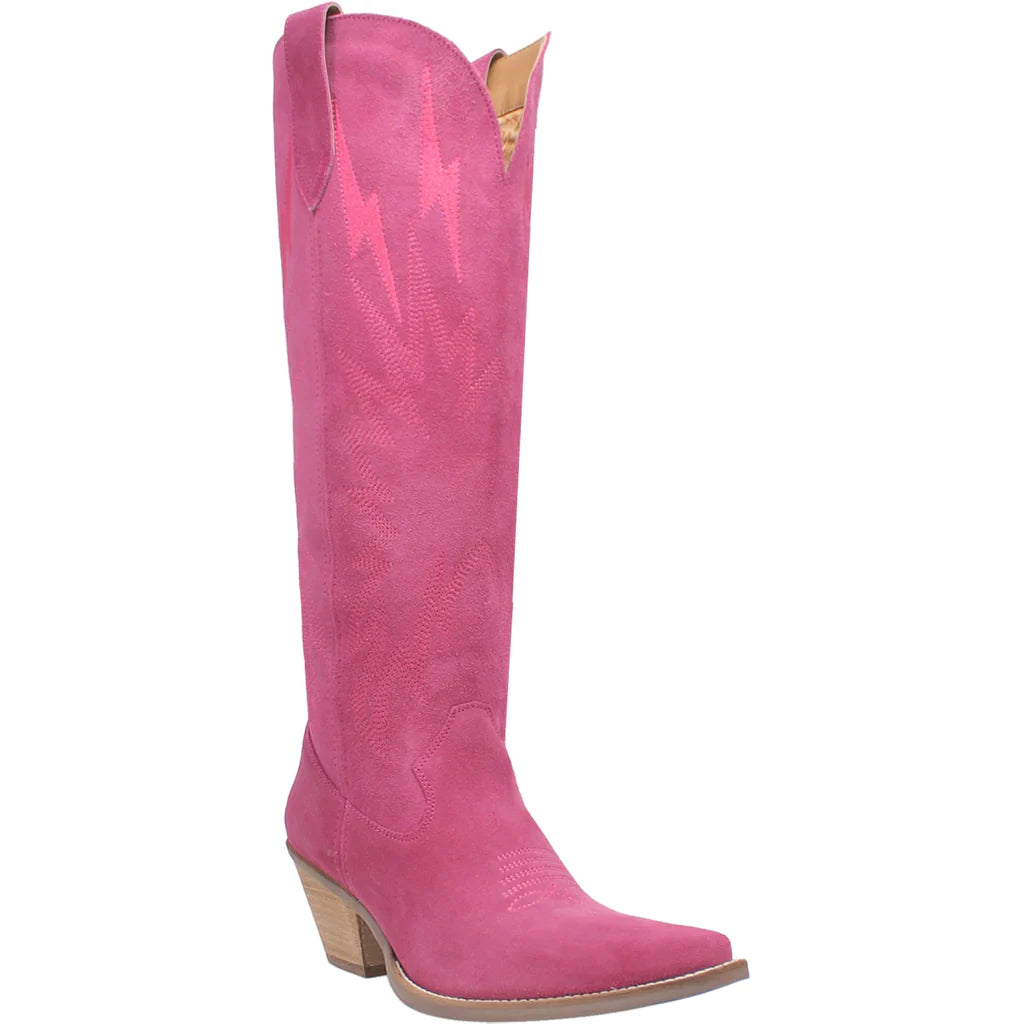 WOMEN'S DINGO THUNDER ROAD LEATHER BOOTS IN FUCHSIA
