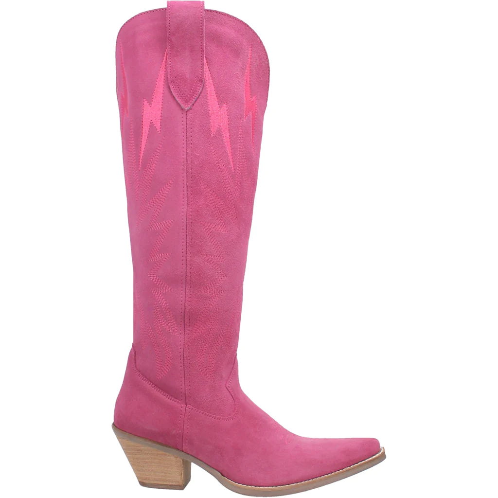 WOMEN'S DINGO THUNDER ROAD LEATHER BOOTS IN FUCHSIA