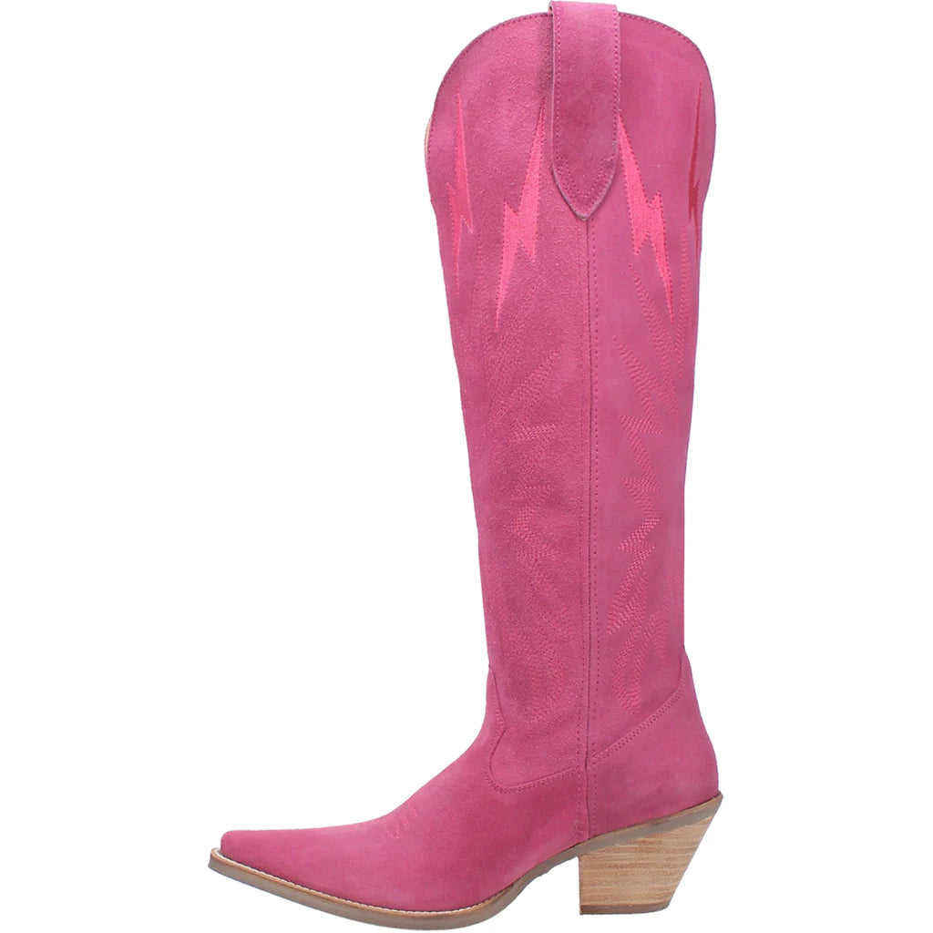 WOMEN'S DINGO THUNDER ROAD LEATHER BOOTS IN FUCHSIA
