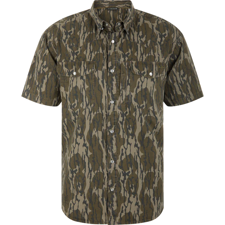 Drake Cinco Ranch Western Acid Washed Shirt in Bottomland