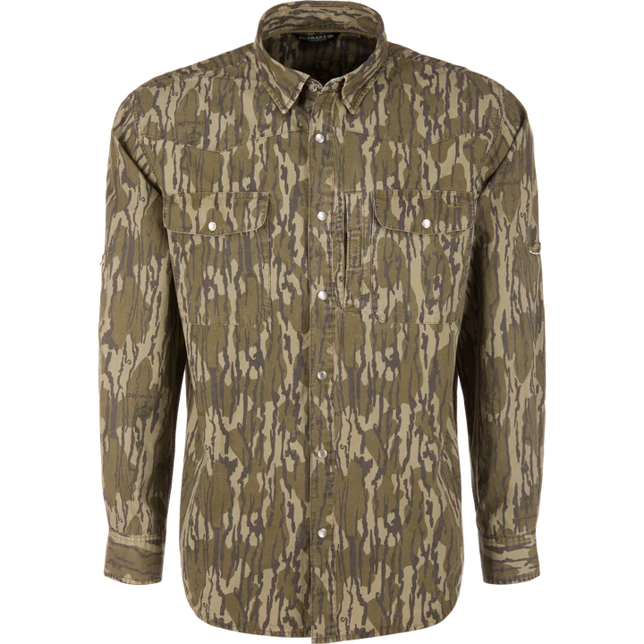 Drake | Cinco Ranch Western Acid Wash Shirt in Bottomland