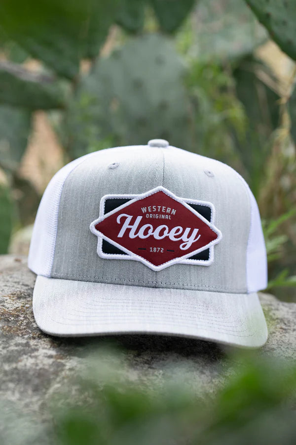 Hooey "Diamond" Hooey Grey/White w/Black & Maroon Patch Cap