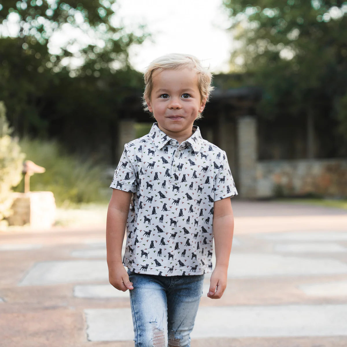 Youth Burlebo Performance Polo - Ducks And Dogs