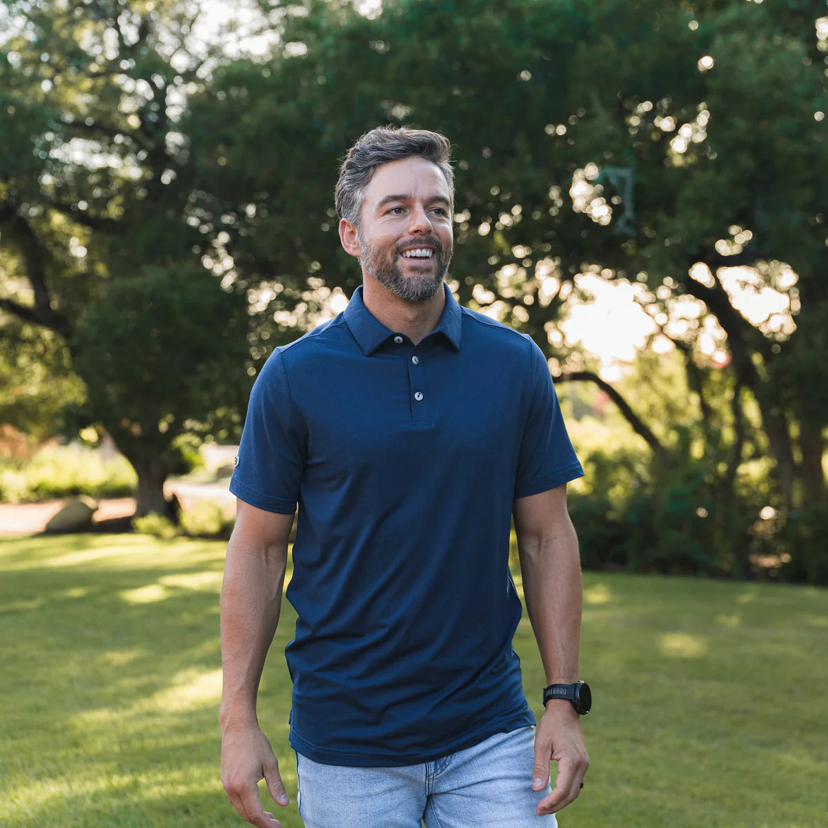 Burlebo Men's Performance Polo in Heather Navy