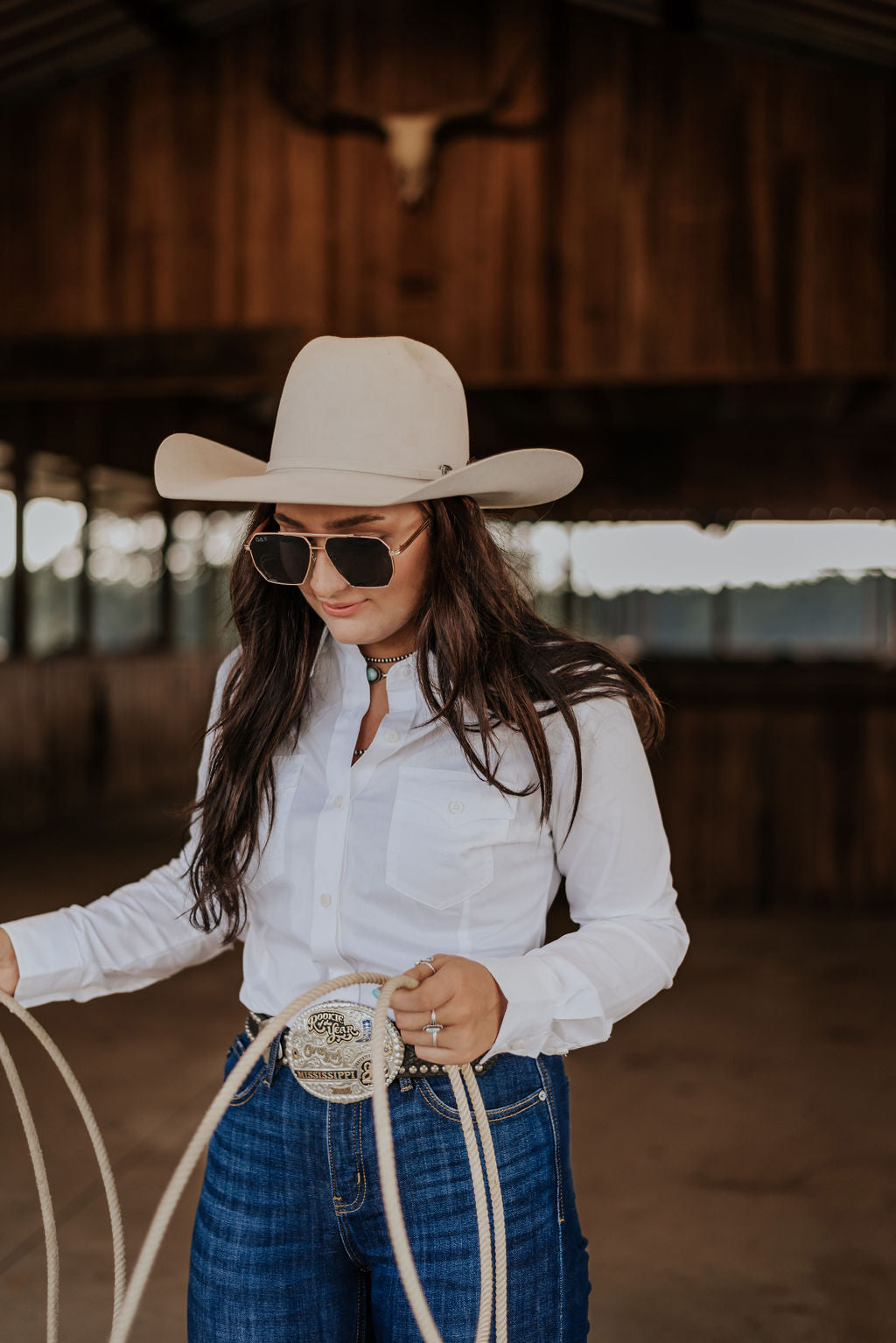 Women's Wrangler Western White Button Down Shirt