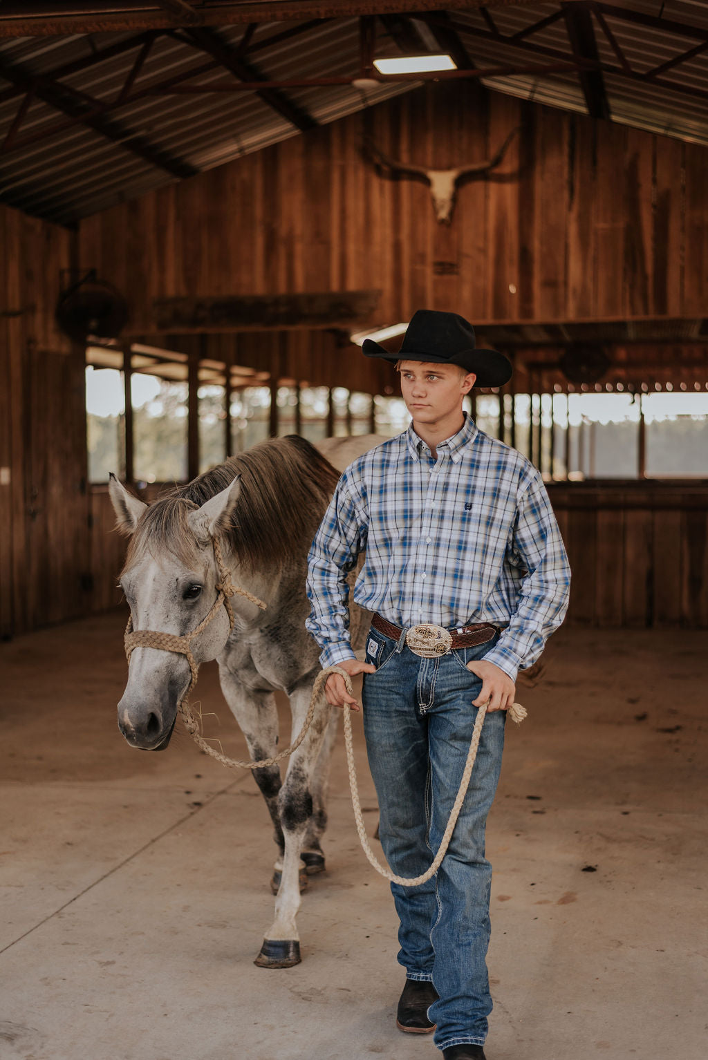 Men's Cinch Blue Plaid Button Shirt