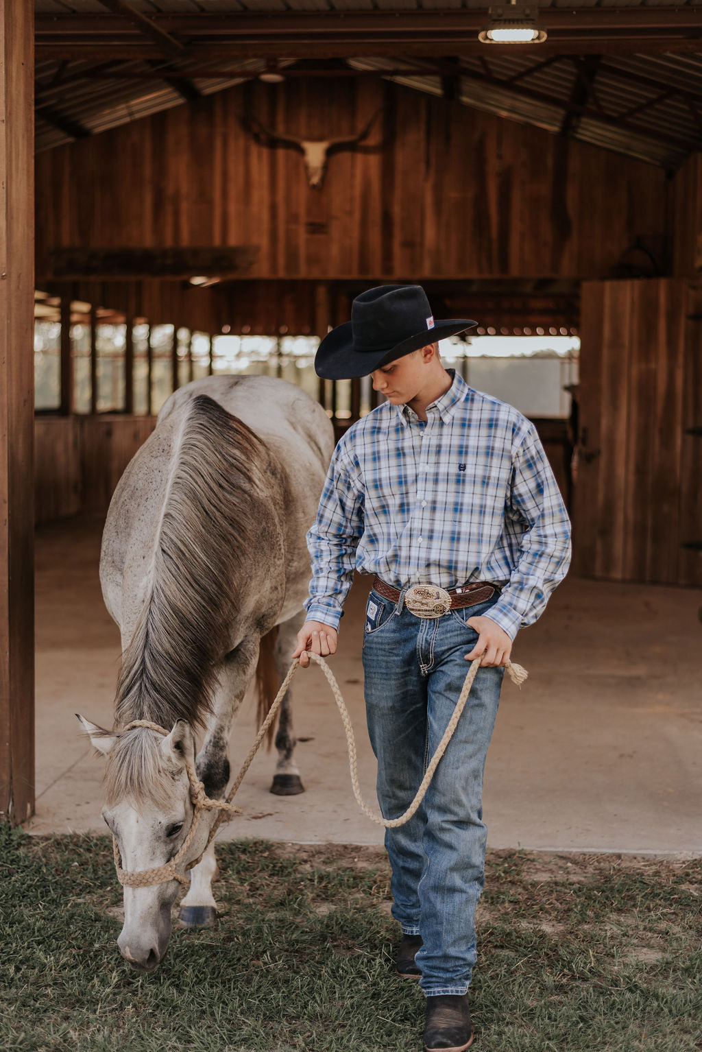 Men's Cinch Blue Plaid Button Shirt
